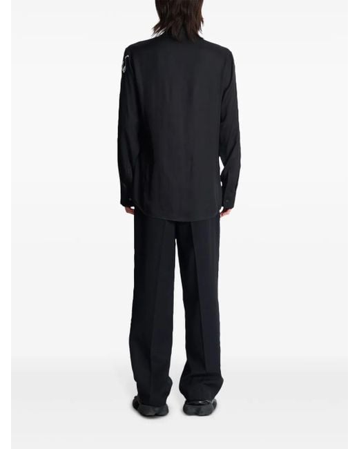 Balmain Black Embroidered-Design Shirt for men