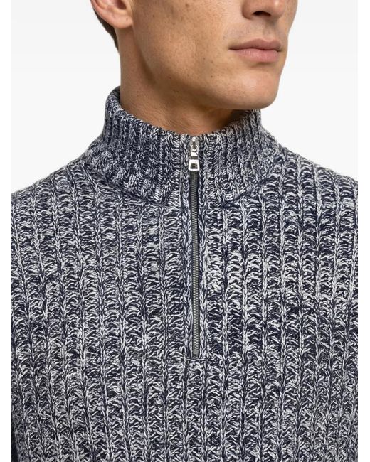 Orlebar Brown Gray Lennard Crochet-Knit Half-Zip Sweater for men
