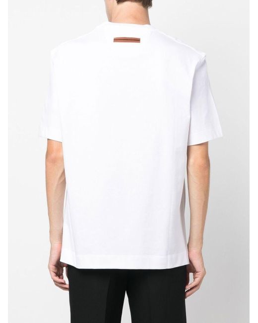Camiseta con logo estampado Zegna de hombre de color White