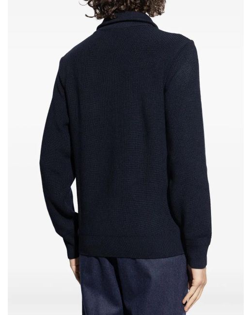 Paul & Shark Blue Shark Tag Tech Wool Half Zip Sweater for men