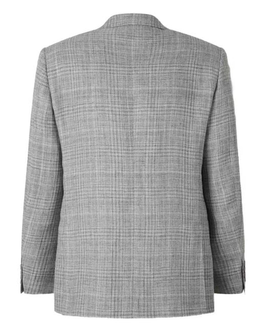 Canali Gray Notched-Lapel Checked Blazer for men