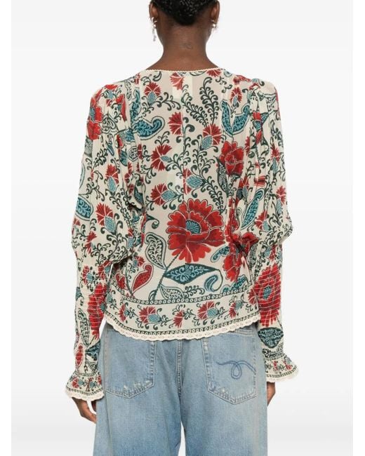 Farm Rio Shirt Met Bloemenprint in het White