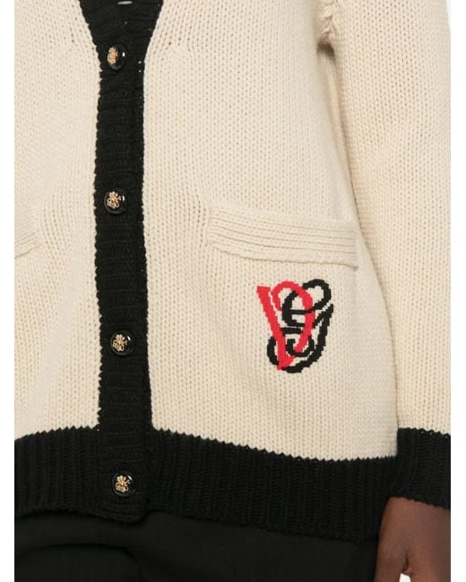 Valentino Garavani Natural Cardigan À Col V Et Détail Vlogo Brodé
