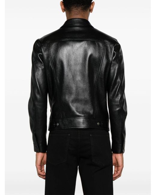 Tom Ford Black Classic-collar Leather Jacket for men