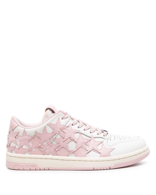 Amiri Pink Stars Leather Sneakers