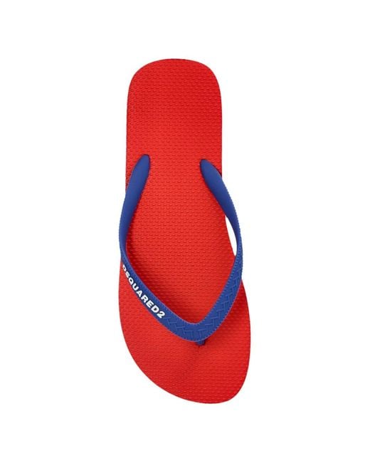 DSquared² Red Logo Flip Flops