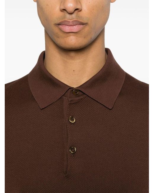 Brioni Brown Cotton Polo Shirt for men