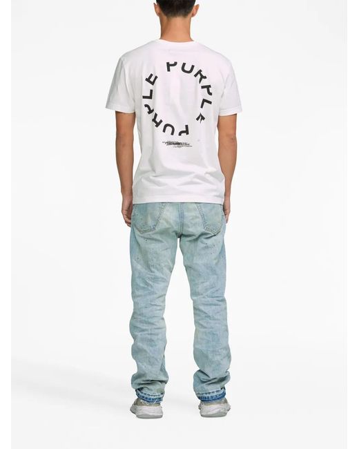 Purple Brand Blue Crinkled Mid-Rise Straight-Leg Jeans for men