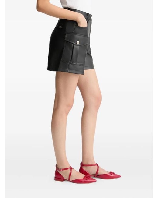 Liu Jo Black Coated Cargo Shorts