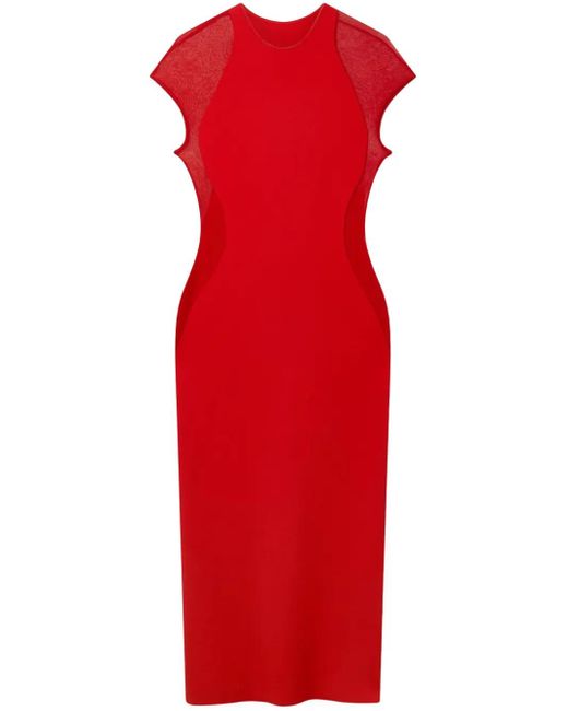 Robe Mi-Longue À Empiècement En Dentelle Stella McCartney en coloris Red