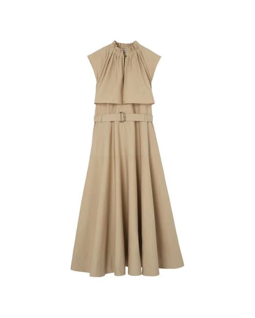 Burberry Natural Cotton Poplin Midi Dress