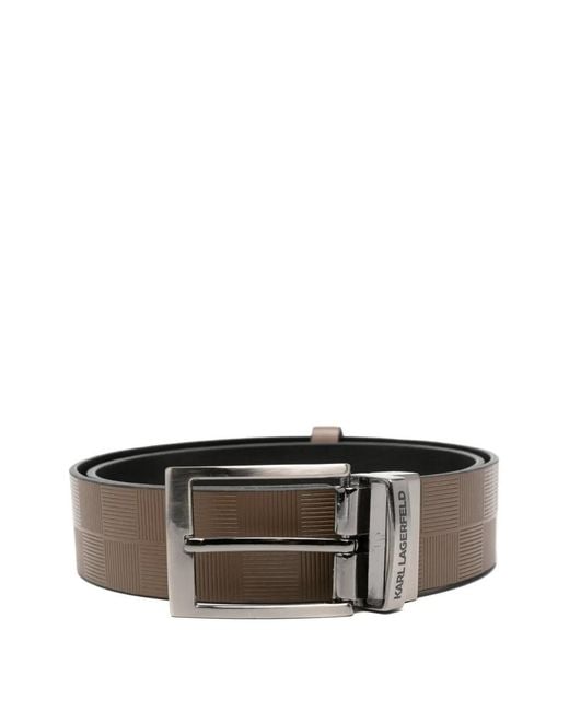 Karl Lagerfeld Gray Check-Pattern Belt for men