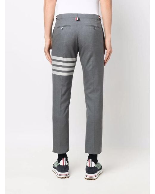 Thom Browne Gray 4-Bar Low-Rise Trousers for men