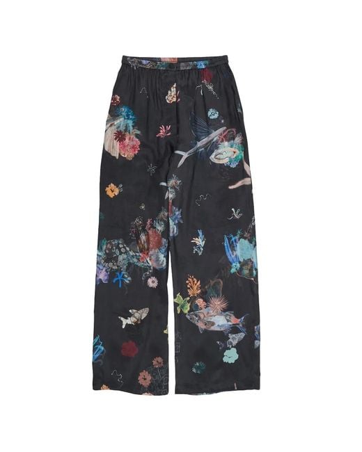 Bimba Y Lola Blue Floral-Print Trousers