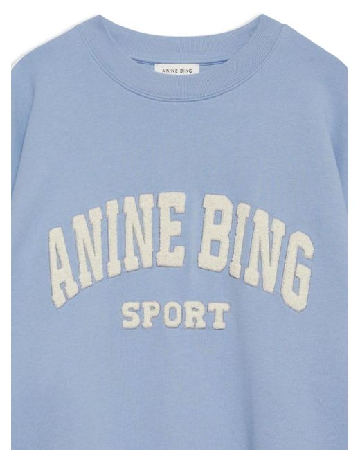 Anine Bing Sweater Met Geborduurd Logo in het Blue