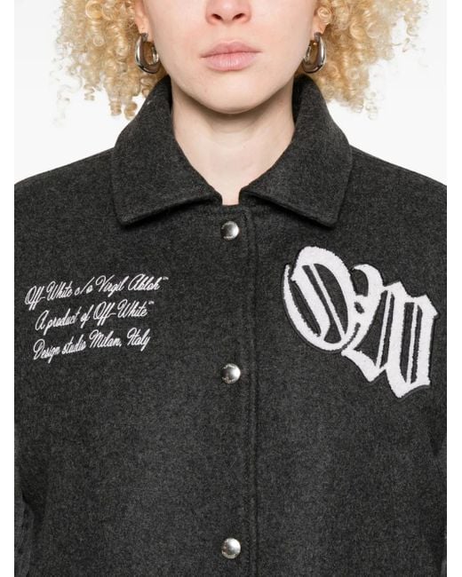 Off-White c/o Virgil Abloh Black Varsity-Style Bomber Jacket