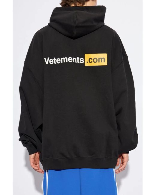 Sudadera con capucha y logo Vetements de hombre de color Black
