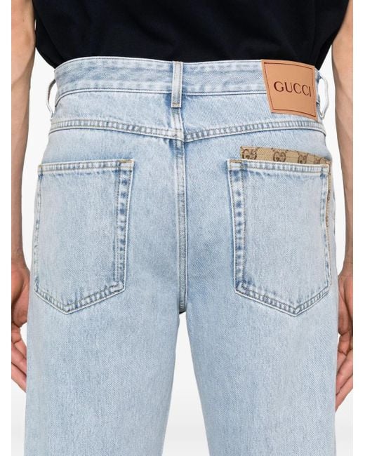 Vaqueros con logo GG Gucci de hombre de color Blue