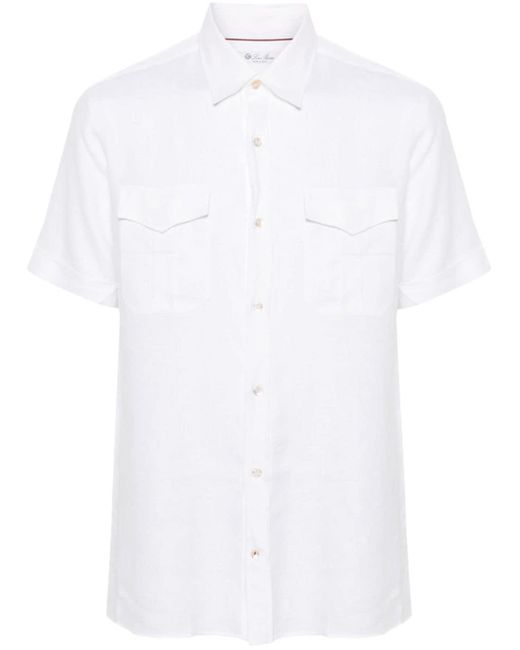 Loro Piana White Short-sleeve Linen Shirt for men