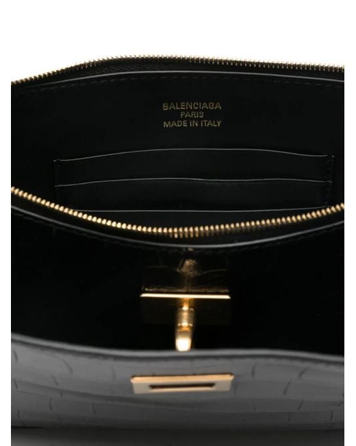 Balenciaga Black Rodeo Mini-Tasche mit Kroko-Effekt