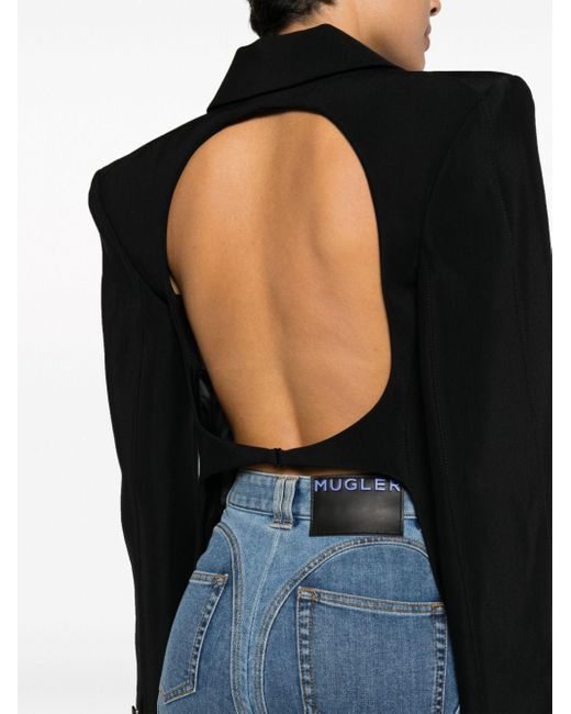 Mugler Black Single-breasted Blazer With Opening On The Back