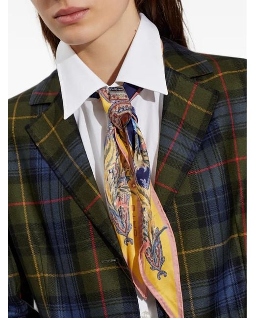 Etro Blue Asymmetric Paisley-Print Scarf