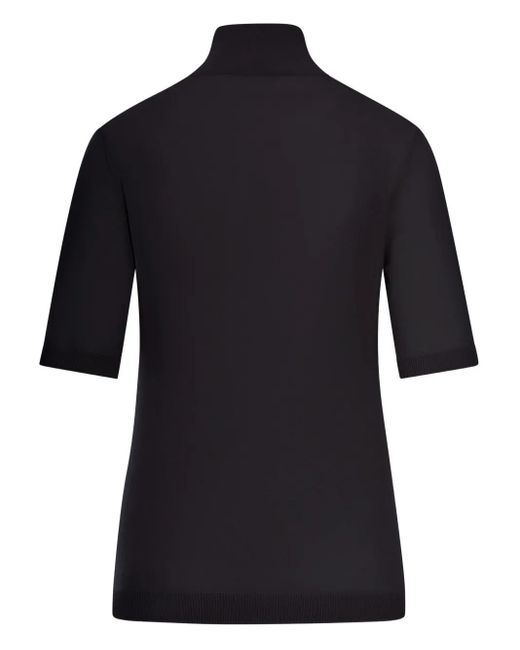 Max Mara Black Turtleneck Short-Sleeve Top