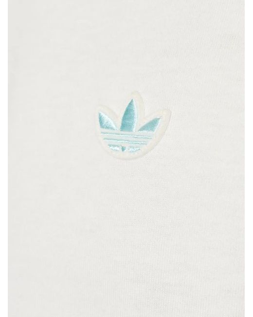 Adidas White Logo-Embroidered Graphic-Print T-Shirt for men