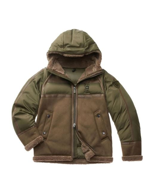 Blauer Gesteppte Kapuzenjacke in Green für Herren