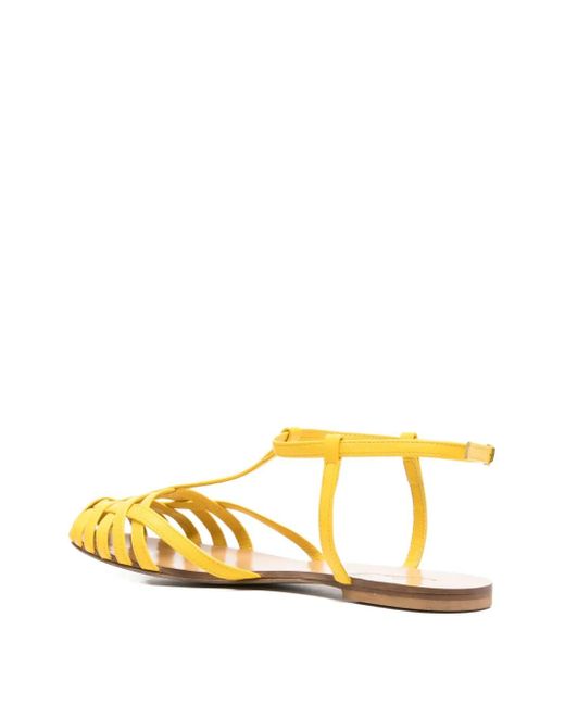 Anna F. Yellow 512 Leather T-Bar Sandals