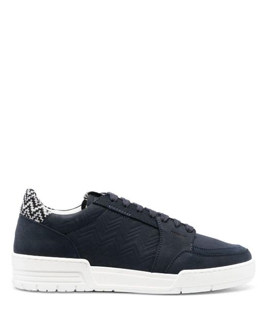 Missoni Leather Zigzag-trimmed Sneakers in Blue for Men | Lyst