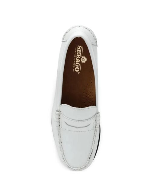 Sebago White Mocassins En Cuir À Entaille Penny