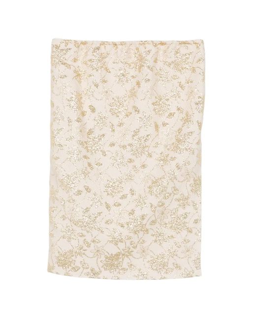 Saint Laurent Natural Brocade Midi Skirt