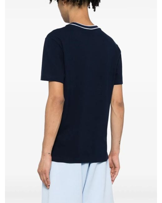 Lacoste Blue Crocodile-Appliqué Crew-Neck T-Shirt for men