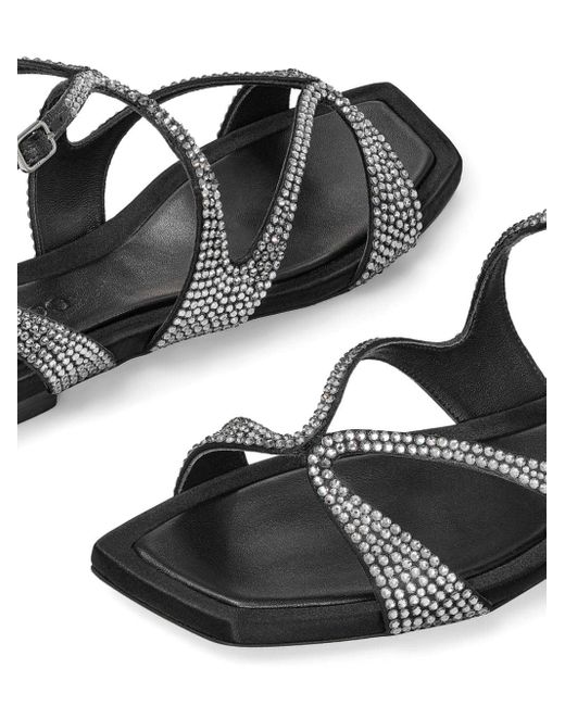 Jimmy Choo Black Ayla Crystal-embellished Sandals