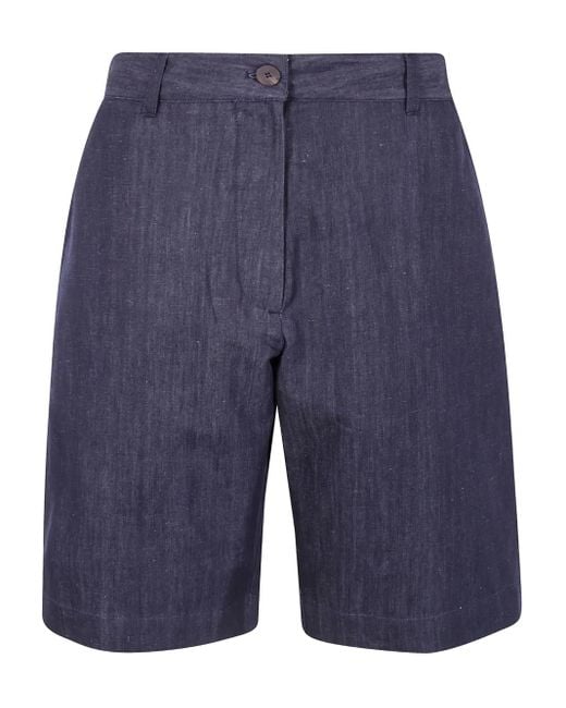 Studio Nicholson リネンブレンド ショートパンツ Blue
