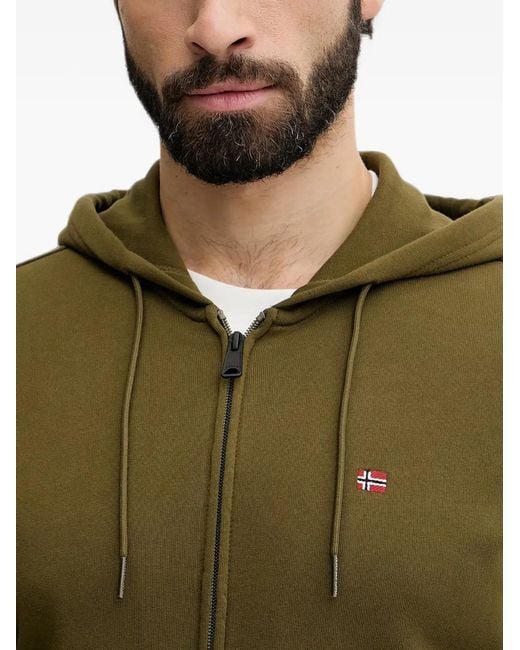 Napapijri Green Balis Zip-Up Drawstring Hoodie for men