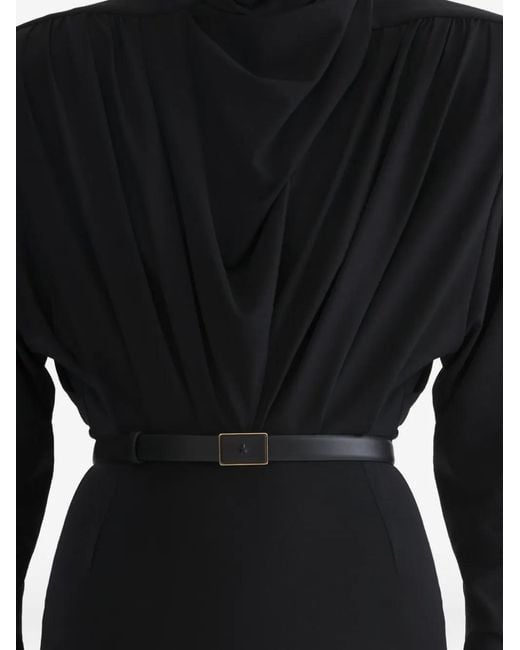 Mugler Black Open Back Long Sleeve Dress