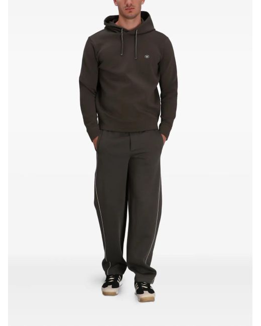 Emporio Armani Brown Logo-Plaque Hoodie for men