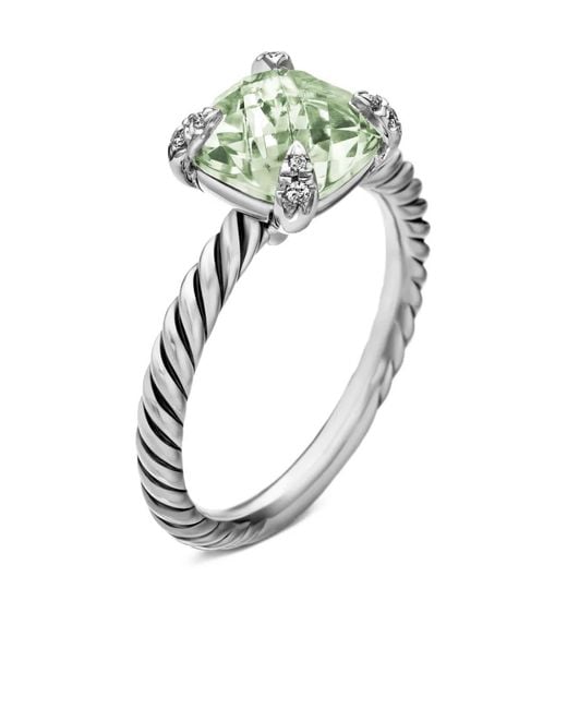 David Yurman Green Sterling Chatelaine Prasiolite And Diamond Ring (8Mm)