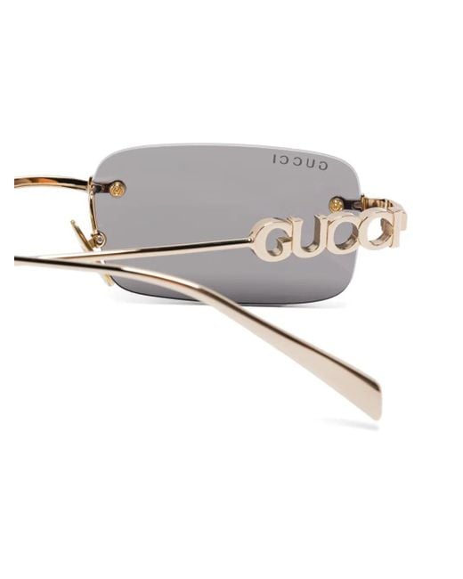 Gucci Gray Rectangle-Frame Sunglasses