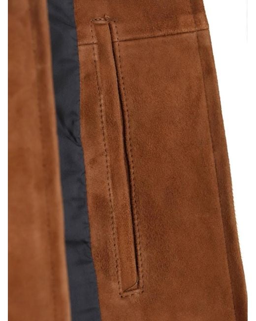 TONYWACK Brown Suede Zip Jacket for men