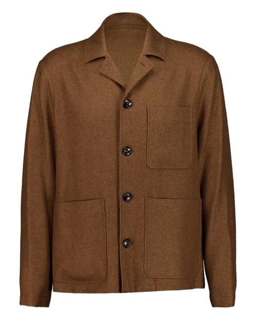 Piacenza Cashmere Brown Button Front Pockets Jacket for men