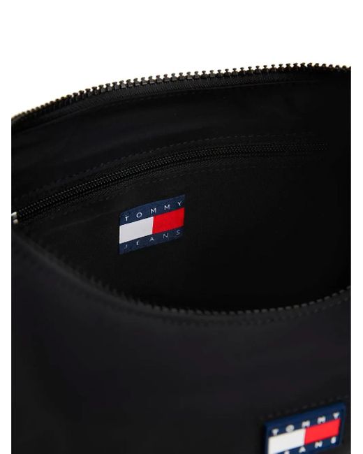 Tommy Hilfiger Black Logo-Patch Half-Moon Bag