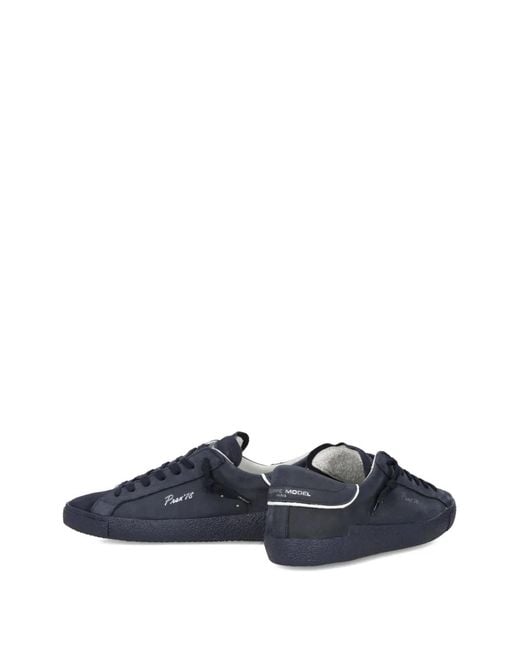 Philippe Model Blue Leather Low-Top Sneakers for men