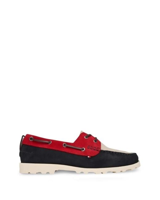 Tommy Hilfiger Red Suede Boat Shoes for men