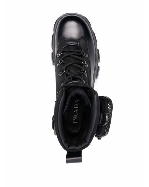 Prada Leer Monolith Combat Boots in het Zwart voor heren - Lyst