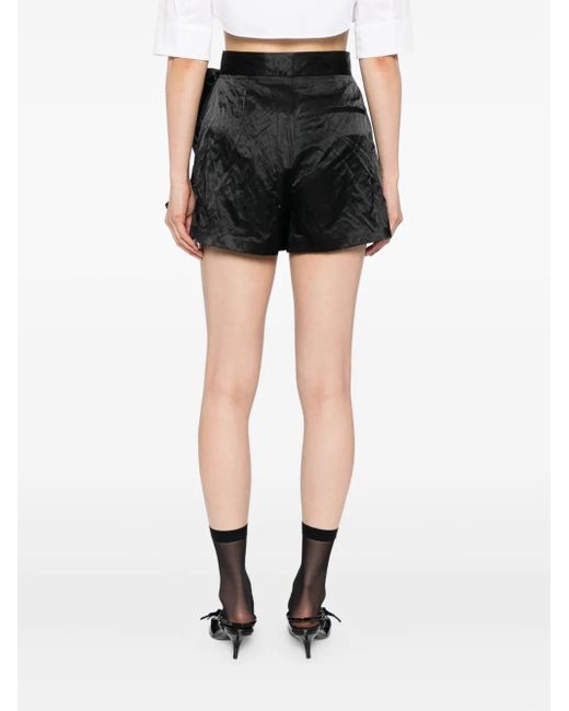 MSGM Black Bow-Embellished Shorts
