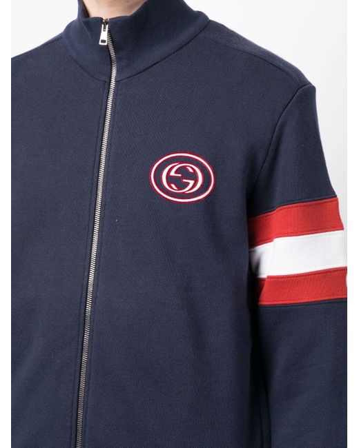 Gucci Blue Chest Logo-print Detail Jacket for men