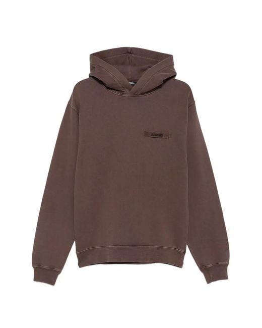 Jacquemus Brown Logo-Patch Hoodie for men